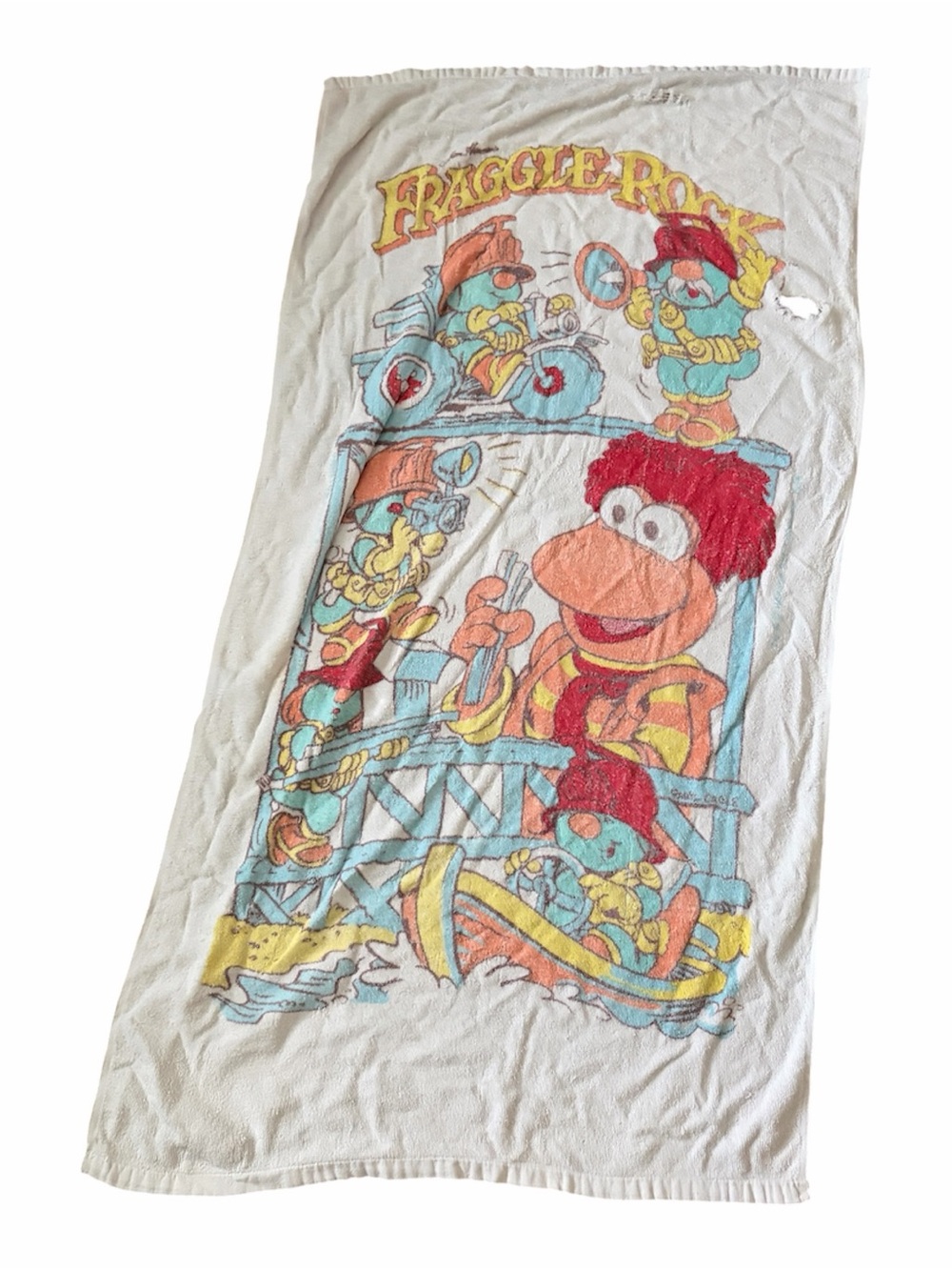 Vintage Fraggle Rock Bath Towel Rare 80s Thin Muppets Muppet See Photos 27 X 52